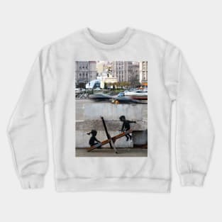 Banksy See Saw Teeter Totter Anti Tank Barricade Crewneck Sweatshirt